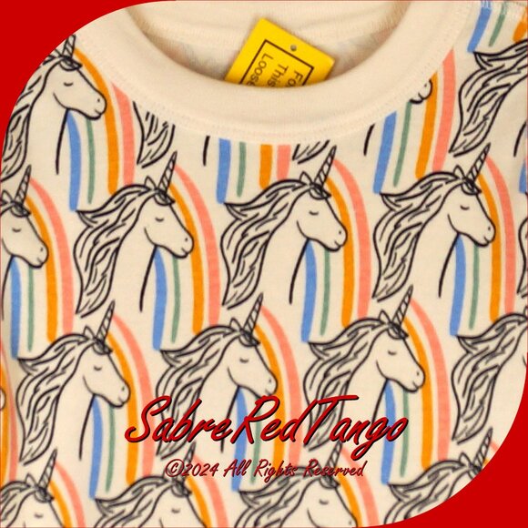 NWT Hanna Andersson Organic Long Johns Pajamas Freyja the Unicorn Print 110 5 - Picture 2 of 4